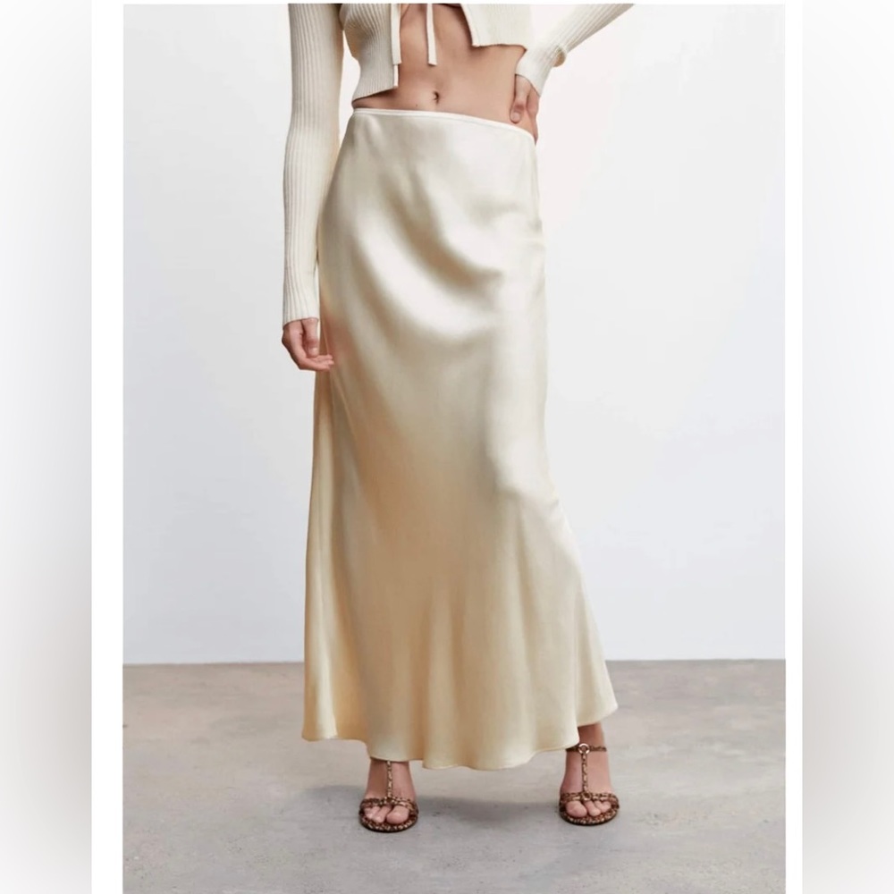 MANGO Satin long skirt